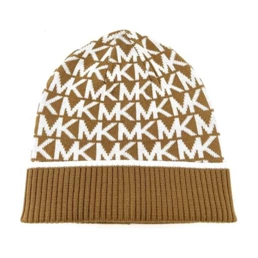 Michael Kors michael Michael Kors - berretto da donna bordato con logo mk, crema fucisa profonda, taglia unica