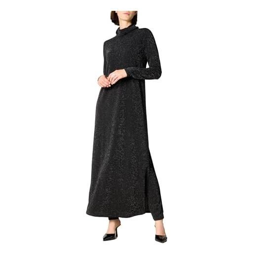 Goldenpoint donna abito lungo con lamè, colore nero, taglia m