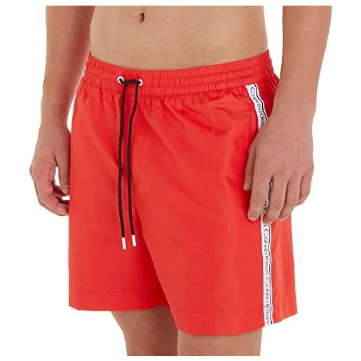 Calvin Klein pantaloncino da bagno uomo medium drawstring lungo, rosso (cajun red), xl