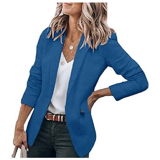 Cicy Bell giacche da abito blazer da donna blazer casual da donna giacche da lavoro a maniche lunghe aperte sul davanti blu reale s