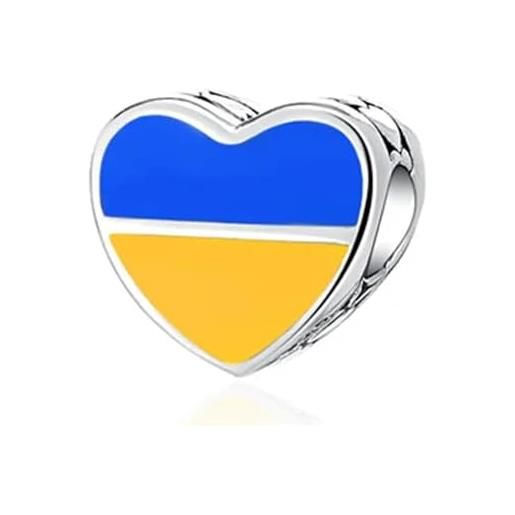 Streetculture ucraina patria kiev europa guerra pace amore cuore - charm argento 925 bracciale bracciale ciondolo gioielli