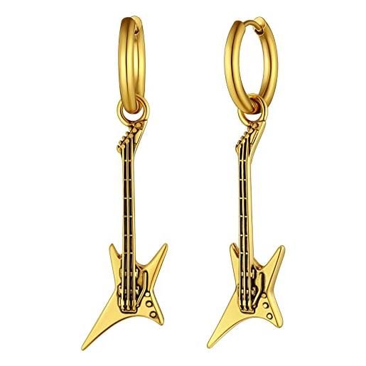 Richsteel orecchini di chitarra elettrica creative gotico orecchini per donna unisex uomo colore argento/nero/oro impermeabile e antiallergico