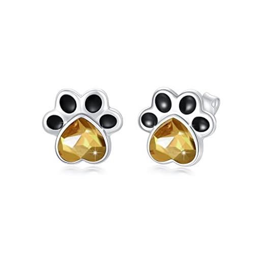 SOESON orecchini a forma di zampa orecchini a forma di zampa di cane in argento sterling 925 orecchini a forma di zampa orecchini ipoallergenici gioielli regalo per donne ragazze (oro)