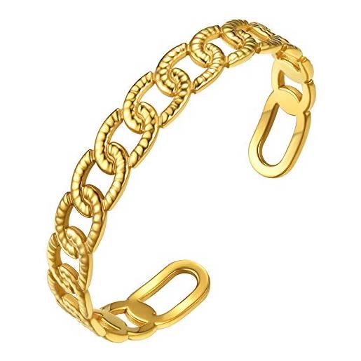 GOLDCHIC JEWELRY bracciale in oro cubano per donna, braccialetti per ragazze in acciaio inossidabile, gioielli con cordolo regolabile, regali
