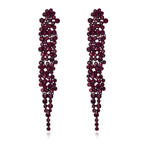 EVER FAITH cristalli austriaci art deco statement orecchini, banchetto prom long chandelier orecchini pendenti per donna viola nero-fondo
