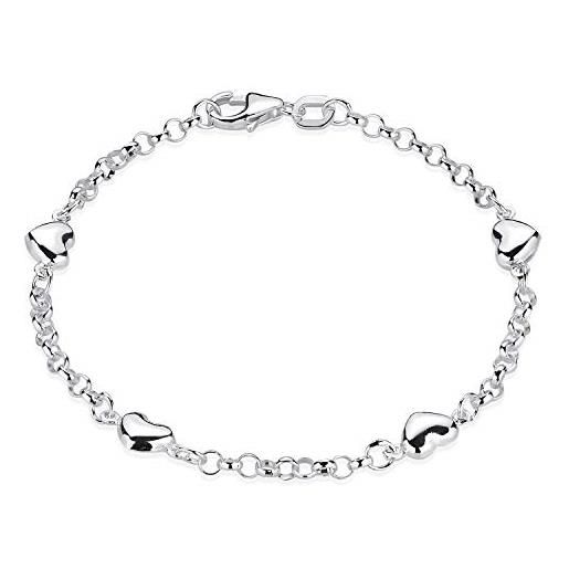 MATERIA by Matthias Wagner bracciale a forma di cuore per ragazza in argento 925 rodiato placcato oro 16 cm 16 centimetri argento sterling, 16 centimeters, argento sterling