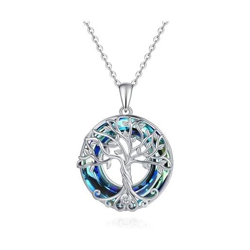 Fryneauy albero della vita collana in argento 925 albero della famiglia gioielli di cristallo regali per donne ragazze amici mamma