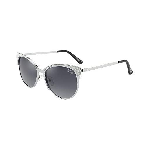 Lee Cooper occhiali da sole da donna polarizzati con occhio di gatto, protezione uv, stile sunnies, telaio - argento | lente - grigio gradiente, taglia unica