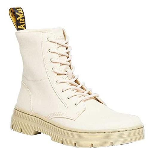 Dr. Martens combs, anfibi unisex-adulto, parchment beige 10 oz canvas & parchment beige milled coated leather, 46 eu