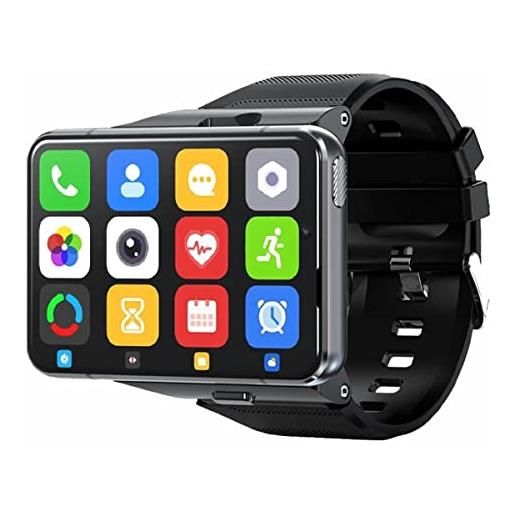 Sunsune smart watch da uomo, smartwatch 4g per android e ios, ampio display da 2,88 pollici 4gb+64gb android 9.0 activity tracker cardiofrequenzimetro, fotocamera/wifi/gps/google map/banda staccabile(nero)