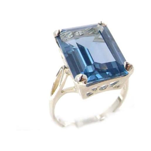 LetsBuySilver anello donna in argento 925 sterling con acquamarina 12 carati - taglia 18.5 - altro taglie disponibili