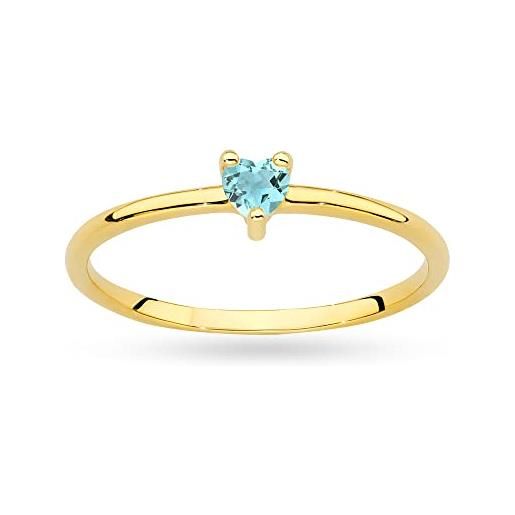 MARKO anello da donna in oro con topazio da 0,12 carati a forma di cuore, oro 14 carati (585), anello in oro con scatola, anello in oro da donna, gemma metallo prezioso, topazio
