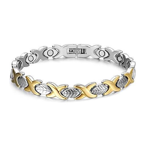 JFUME braccialetti magnetici JFUME per donne 18k oro con braccialetto bicolore argento per lei braccialetto dell'amicizia con chiusura extra 7,5 regolabile