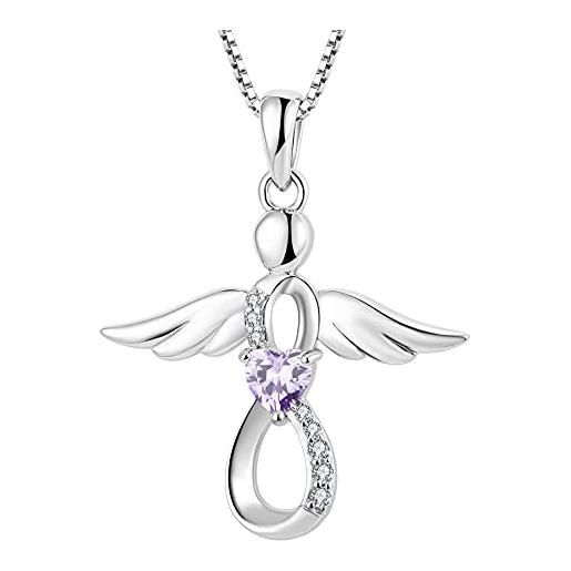 FJ collana angelo custode donna argento 925 collana con ciondolo infinito collana giugno pietra portafortuna alessandrite gioielli regalo per donna