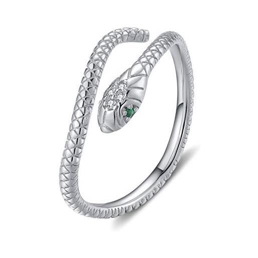 Qings anello serpente argento 925 anello serpente vintage regolabile aperto snake ring silver