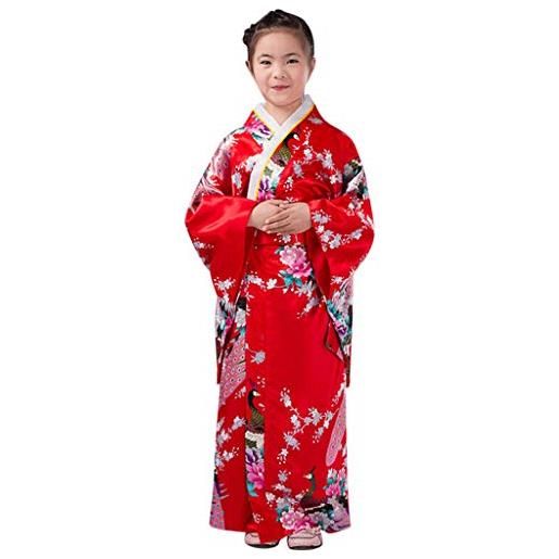 GZYshoyao abiti kimono robe costume tradizionale giapponese elegante abito da ragazza giapponese abbigliamento per bambini abiti kimono per bambini abito per bambina e gonna vestito sottoveste (red, 6-7 years)