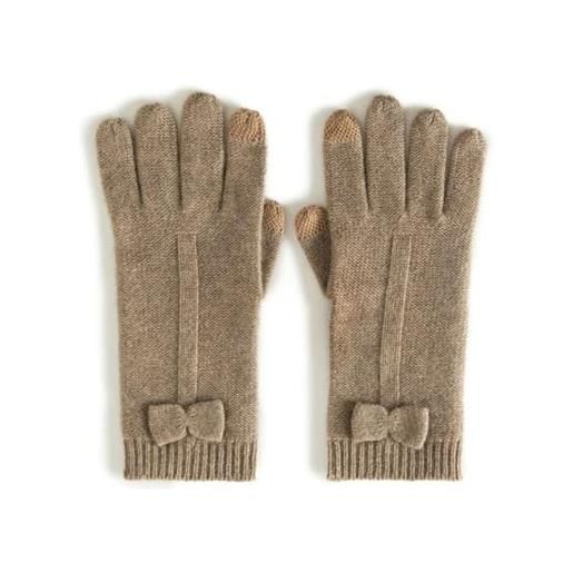 LiPski inverno cashmere touch screen guanti donne morbido caldo stretch knit guanti dito pieno femminile luvas, 102 cammello, taglia unica
