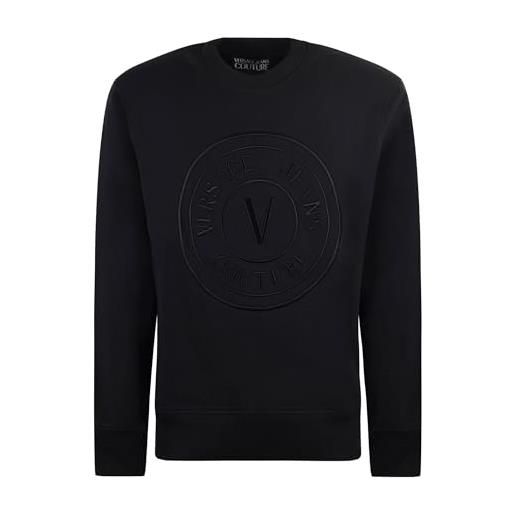 Versace jeans couture felpa girocollo basic con logo v-emblem nero