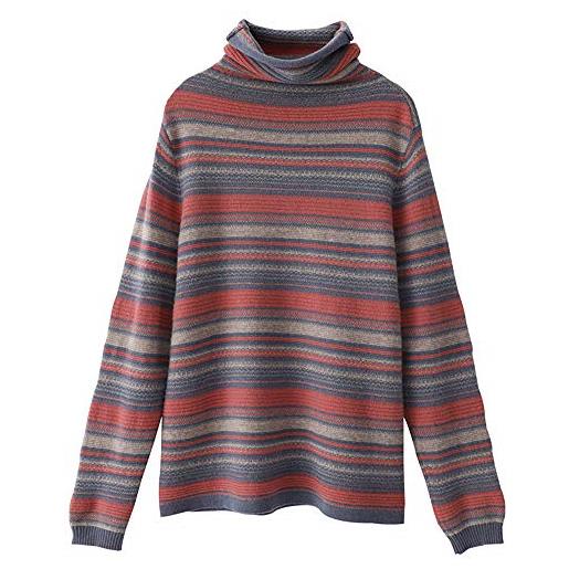 N\P np autunno e inverno dolcevita donna pullover sciolto a righe maglieria gules xl