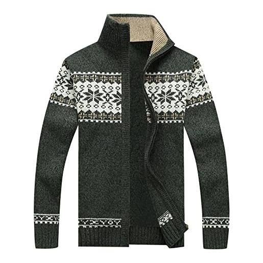 Generic cardigan da uomo maglioni full zip spessa maglia maglione cardigan natale grafica casual maglione giacca inverno vacanze, a3, 5x-large