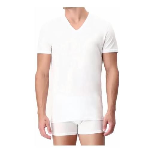Generico maglietta intima uomo caldo cotone 3-5 pezzi scollo v maglietta intima uomo caldo cotone pettinato - maglietta intima uomo invernale art. 1042 (3xl, 3 pezzi bianco)