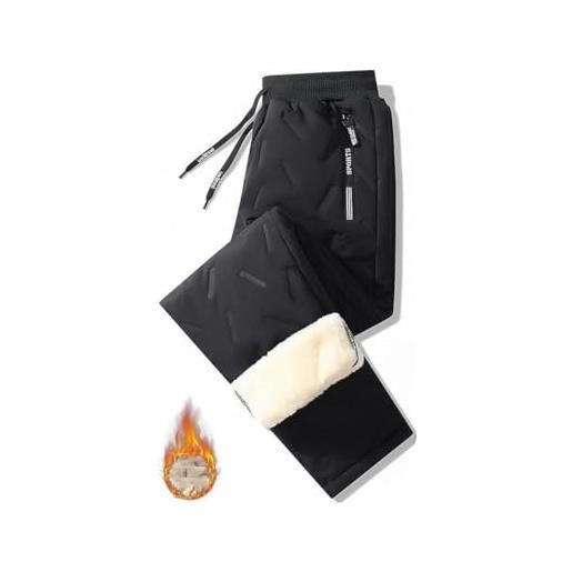Tencipeda unisex fleece jogging bottoms - embrace cozy comfort, lambswool fleece-lined joggers, winter warm wide leg trousers (black style a, xl)