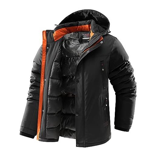 MEYOCEYO parka invernale uomo caldo fodera giacca parka impermeabile giacche invernali imbottita con cappuccio giacca cappotto nero 4xl