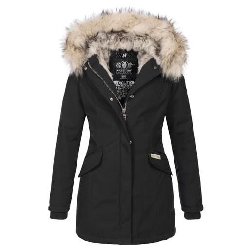 Navahoo giacca invernale da donna in pelliccia sintetica premium b669, tortora grigio, xs