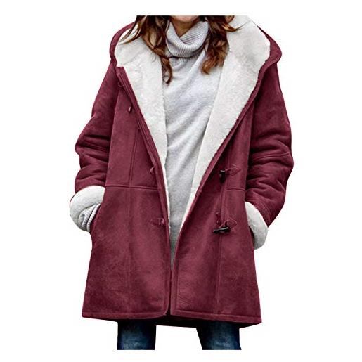 MJGkhiy cappotto donna invernale lungo taglie forti caldo parka cappotti con pelliccia cappotto imbottito caldo giubbotti con cappuccio inverno giacche con tasche curvy outwear in pelliccia