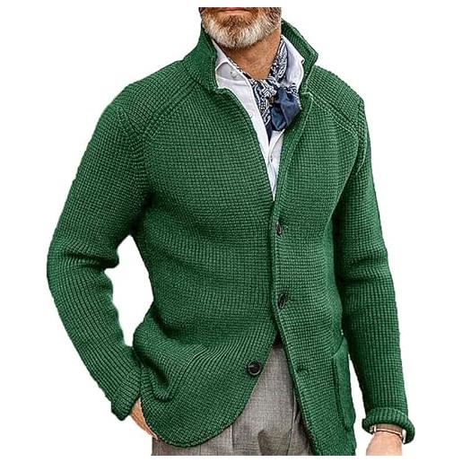 Suncolour cardigan lavorato a maglia con colletto alla coreana da uomo maglione cardigan abbottonato stile classico