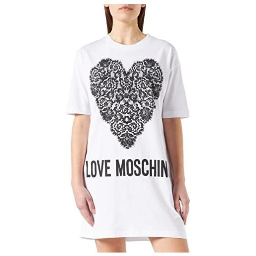 Love Moschino t-shape dress vestito, bianco, 50 donna