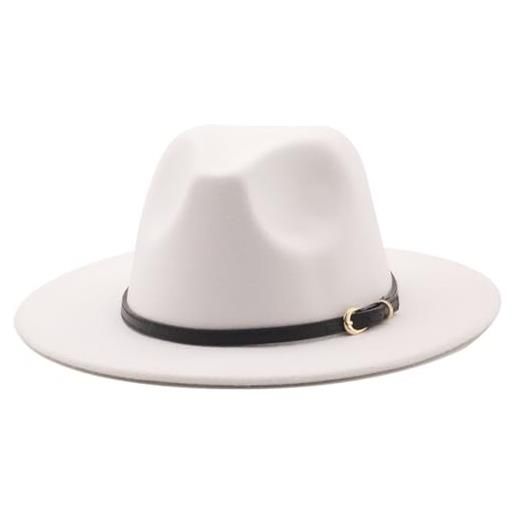 HEYANN cappello classico fedora a tesa larga con fibbia per cintura in feltro unisex cappello da trilby da uomo panama cappello jazz cappello per donna uomo, caffè, l