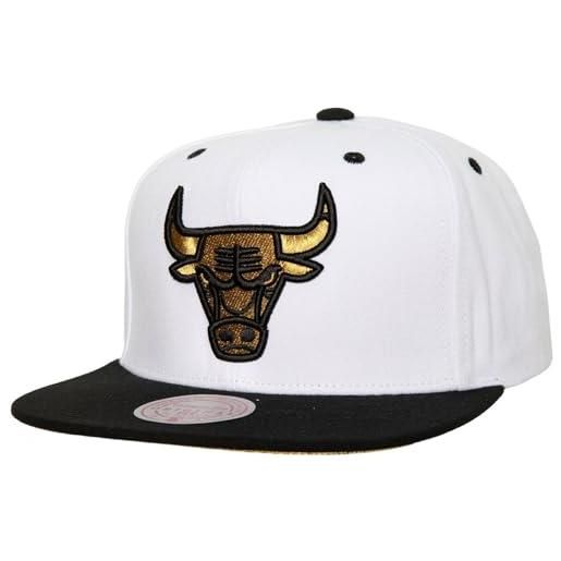 Mitchell & Ness cappellino snapback - gold logo chicago bulls bianco, bianco, taglia unica