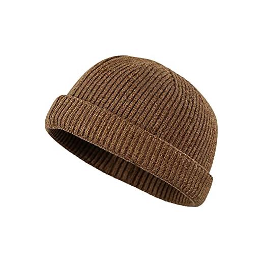Croogo berretto invernale lavorato a maglia senza tesa con polsino arrotolato cappello portuale marinaio pescatore leon cappello padrone di casa cappello, ct47-grigio, taglia unica