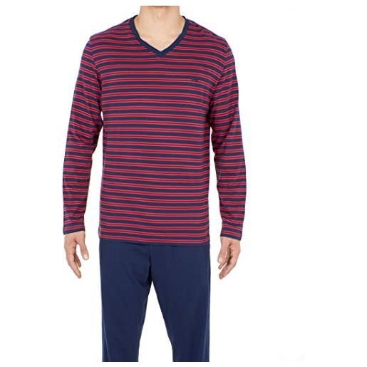 Hom marins long sleepwear pigiama, blu (haut: rayé marine et rouge, bas: marine uni 00ra), x-large uomo