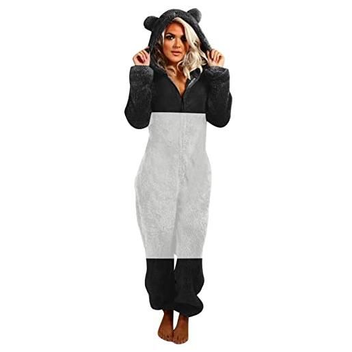Pianshanzi pigiama tuta panda unisex adulto animale onesie cosplay costumi da donna pigiama costume animale inverno, bianco, s
