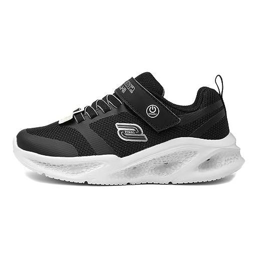 Skechers Skechers meteor-lights, scarpe sportive bambini e ragazzi, black textile synthetic grey trim, 34 eu