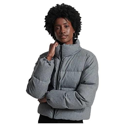 Superdry studios alpine down jacket giacca donna, grigio (grey wool), large