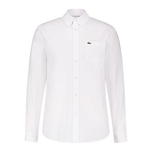 Lacoste-men s l/s woven shirt-ch1911-00, bianco, 42 (l)
