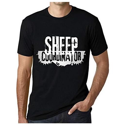 One in the City uomo maglietta coordinatore di pecore - sheep coordinator - t-shirt stampa grafica divertente vintage idea regalo originale alla moda nero profondo l