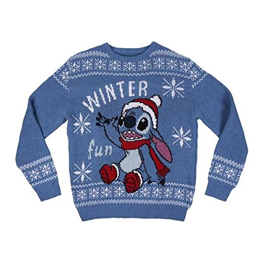 CARTOON maglione natalizio stitch disney maglia per bambini e adulti coordinato per la famiglia (l)