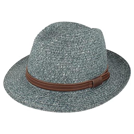 Hut Breiter cappello di paglia estivo in 100% carta, particolarmente leggero, flessibile, delicato sulla pelle, comodo, jeans mélange, xxl