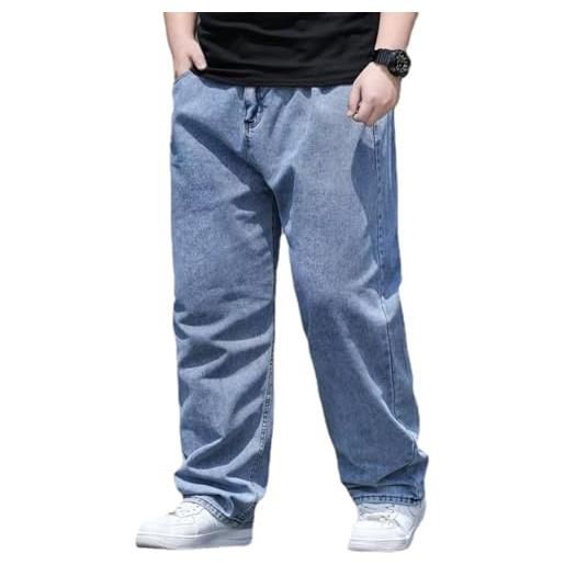 WINDEHAO jeans da uomo a vita alta e dritta plus size 48w jeans loose fit a gamba dritta jeans baggy ad alta elasticità (48w, light blue)