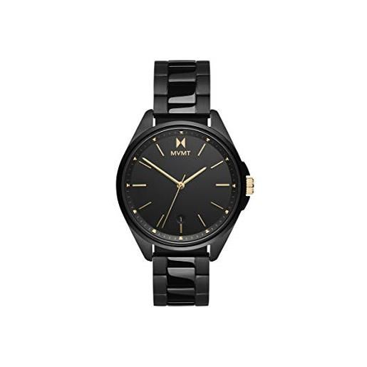 MVMT orologio analogico al quarzo da donna collezione coronada con cinturino in ceramica, pelle o acciaio inossidabile nero (black)