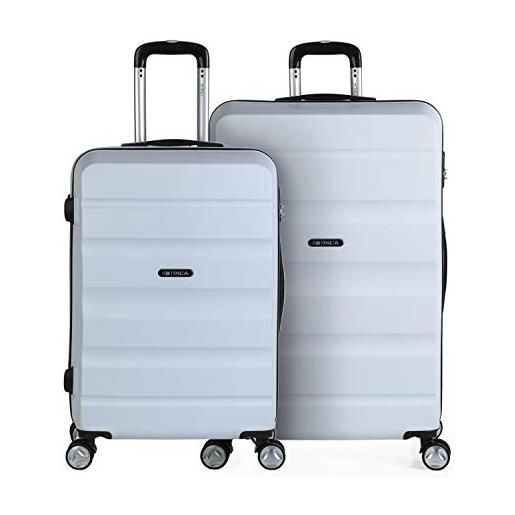 ITACA - set valigie - set valigie rigide offerte. Valigia grande rigida, valigia media rigida e bagaglio a mano. Set di valigie con lucchetto combinazione tsa t71616, bianco