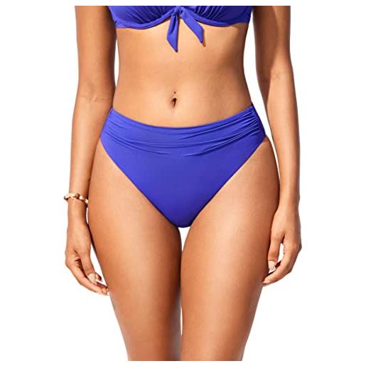 DOBREVA donna vita alta bikini inferiore controllo della pancia taglio alto copertura completa costume insignia blu 48