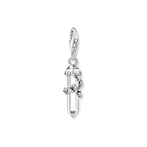 Thomas sabo 1908-690-14 - ciondolo a forma di quarzo milky in argento sterling 925 leggermente annerito, con zirconi bianchi, dimensioni: 32 x 7 mm, misura unica, argento sterling, zirconia cubica