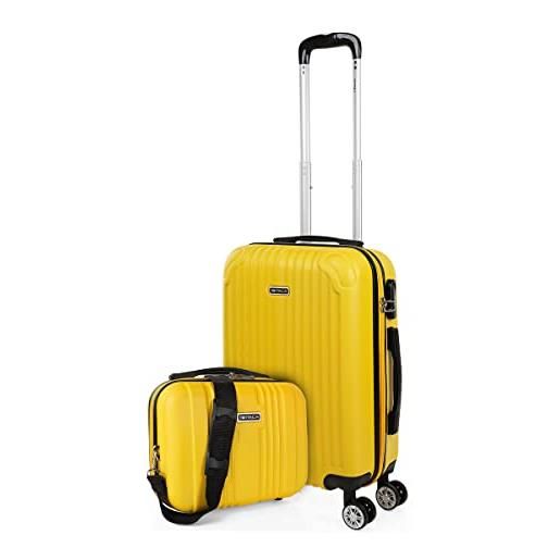 ITACA - valigia bagaglio a mano 55x40x20 - trolley bagaglio a mano, trolley cabina, valigie, trolley 55x40x20 t71550b, giallo