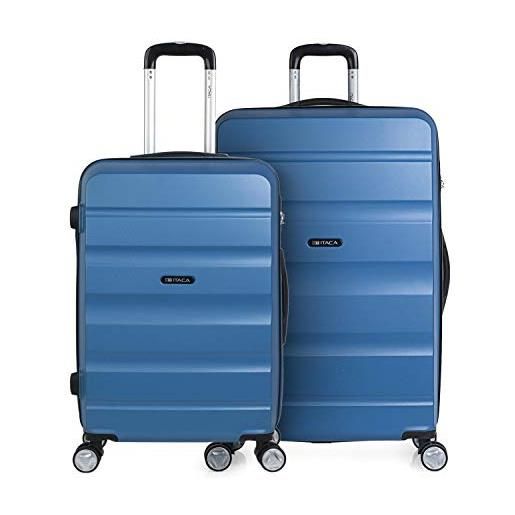 ITACA - set valigie - set valigie rigide offerte. Valigia grande rigida, valigia media rigida e bagaglio a mano. Set di valigie con lucchetto combinazione tsa t71616, blu
