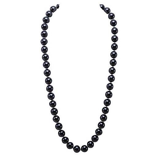 JYX Pearl collana della perla di seashell nera rotonda di jyx 12mm 28